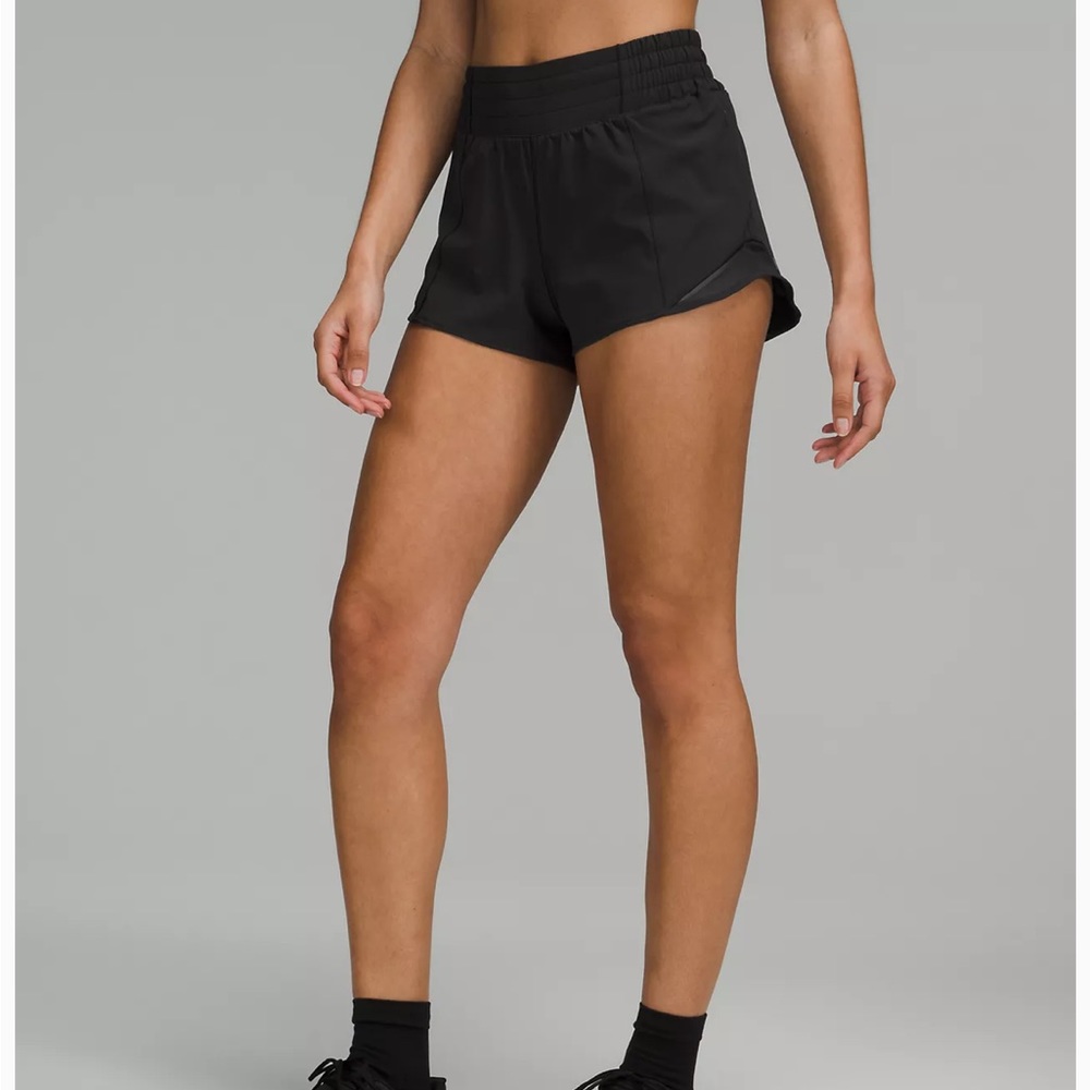 Black lululemon Hotty Hot High-Rise Lined Short 2.5"